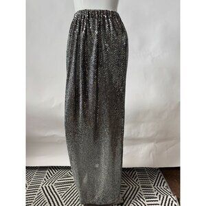 Vintage Silver Sequin Maxi Skirt Womens